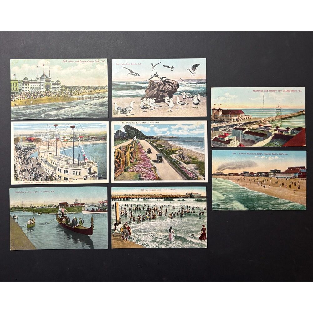 Vintage Southern California Seaside Postcards. (8)